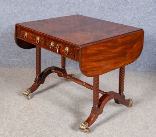 REGENCY BRASS INLAID SOFA TABLE - ADDITIONAL PHOTO 5