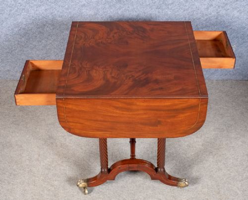 REGENCY BRASS INLAID SOFA TABLE - ADDITIONAL PHOTO 7