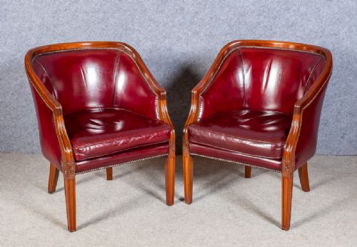 Pair of Mahogany Leather Desk Chairs