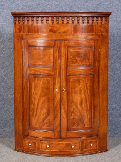 Good George III Bow Fronted Corner Cabinet