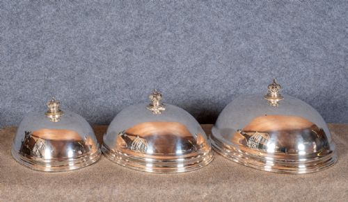 Set of 3 Antique Silver Plated Meat Covers