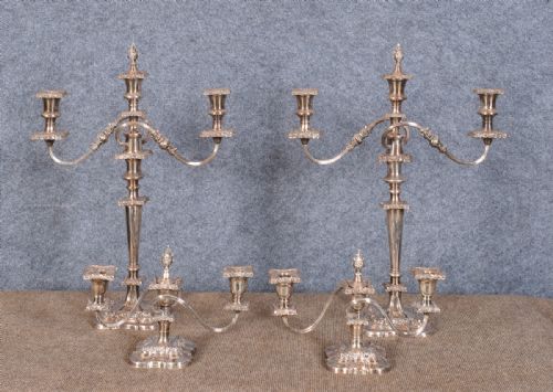 Set of 4 Silver Plated Candelabra