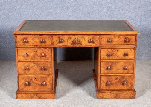 Victorian Walnut Pedestal Desk
