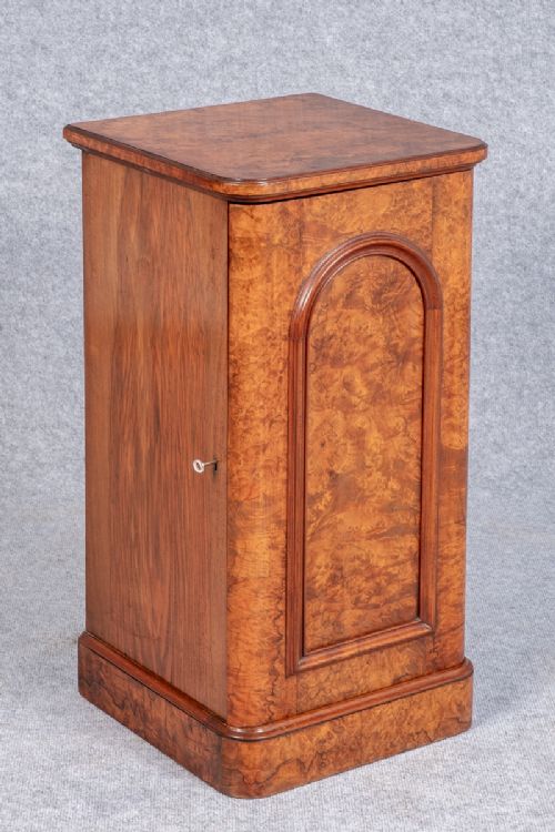 Victorian Burr Walnut Bedside Cabinet