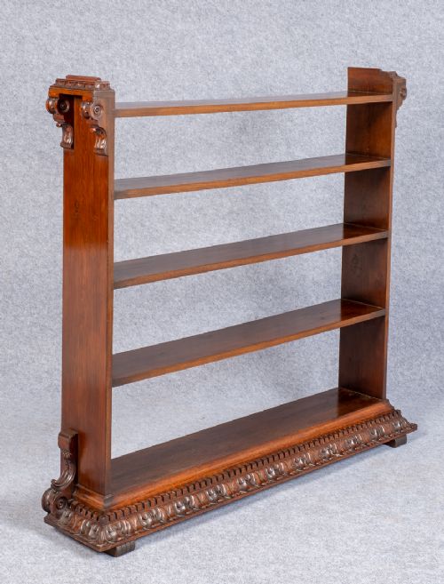 Unusual Carved Open Bookcase
