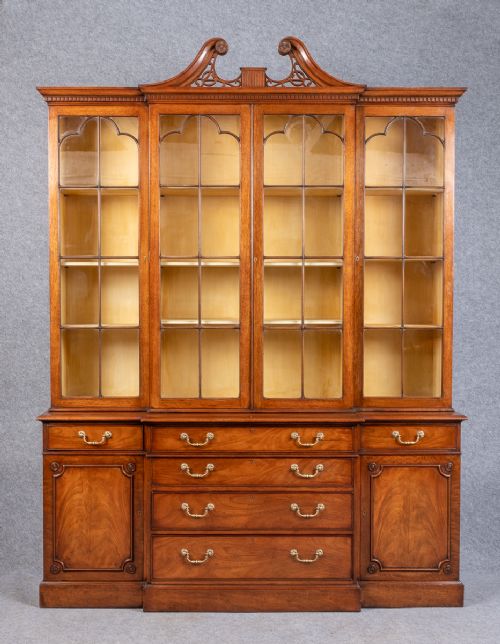 George III Style Mahogany Breakfront Bookcase