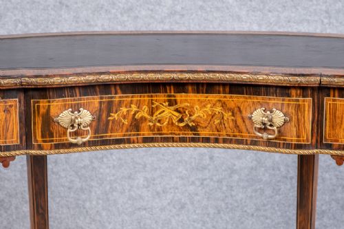FINE ROSEWOOD INLAID KIDNEY SHAPED WRITING TABLE - ADDITIONAL PHOTO 1