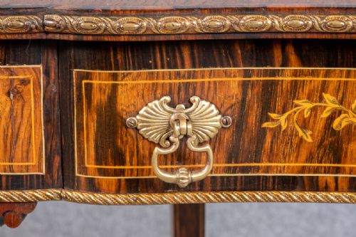 FINE ROSEWOOD INLAID KIDNEY SHAPED WRITING TABLE - ADDITIONAL PHOTO 3