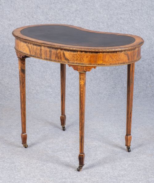 FINE ROSEWOOD INLAID KIDNEY SHAPED WRITING TABLE - ADDITIONAL PHOTO 8
