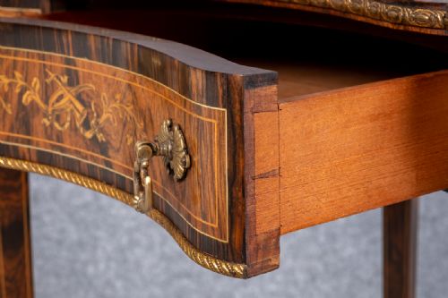 FINE ROSEWOOD INLAID KIDNEY SHAPED WRITING TABLE - ADDITIONAL PHOTO 14