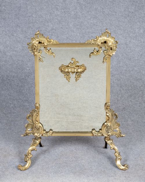 Superb Victorian Brass & Mirrored Fire Screen