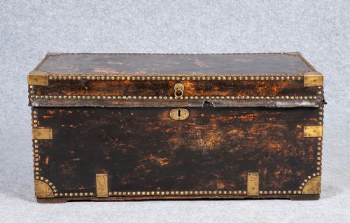 Georgian Leather & Camphor Wood Truk