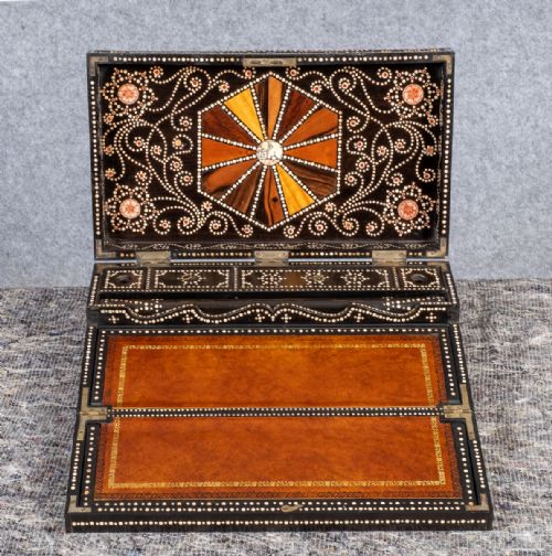 Fine Anglo Indian Porcupine Quill & Ebony Writing Box