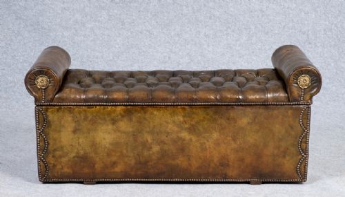 Superb Leather Hall Seat Ottoman