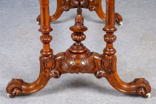 FINE VICTORIAN WALNUT MARQUETRY INLAID CENTRE TABLE - ADDITIONAL PHOTO 7