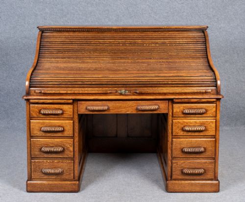 Superior Quality Oak Roll Top Desk
