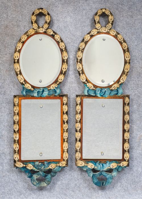 Decorative Pair of Reversible Painted Wall Mirrors