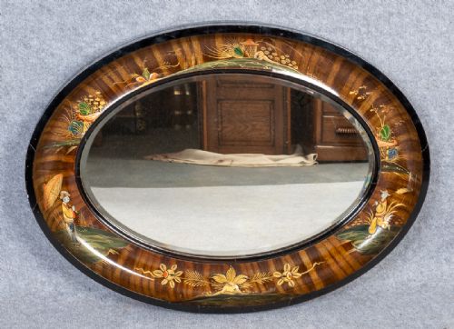 Large Chinoiserie Oval Wall Mirror