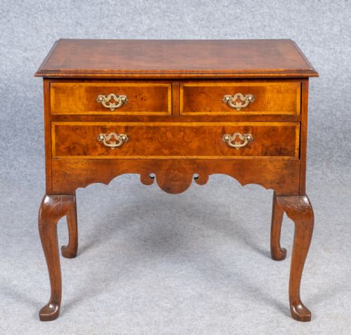 Queen Anne Style Burr Walnut Low Boy Side Table