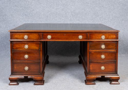 Large Victorian Mahogany Partners Desk