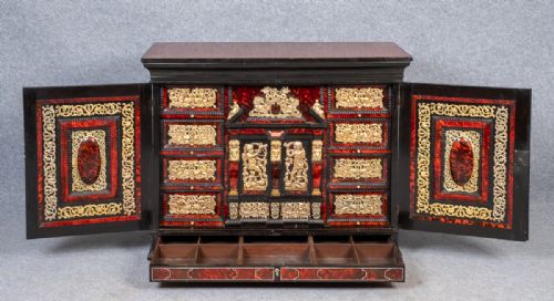 Stunning Large Antwerp Tortoiseshell, Brass and Ebony Table Cabinet