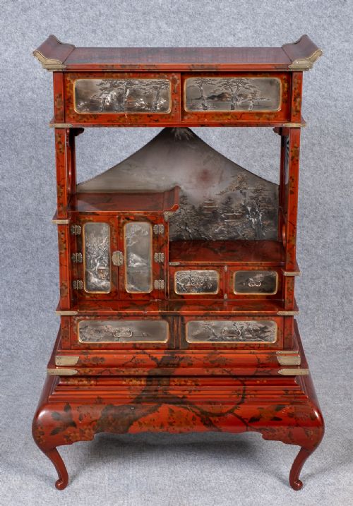 Fine Meiji Period Freestanding Small Shodana Cabinet