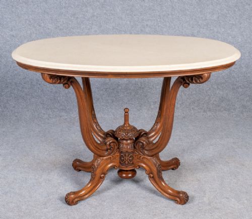 Antique Basket Base Marble Topped Centre Table
