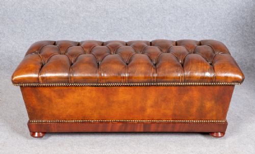 Superb Antique Mahogany & Leather Ottoman