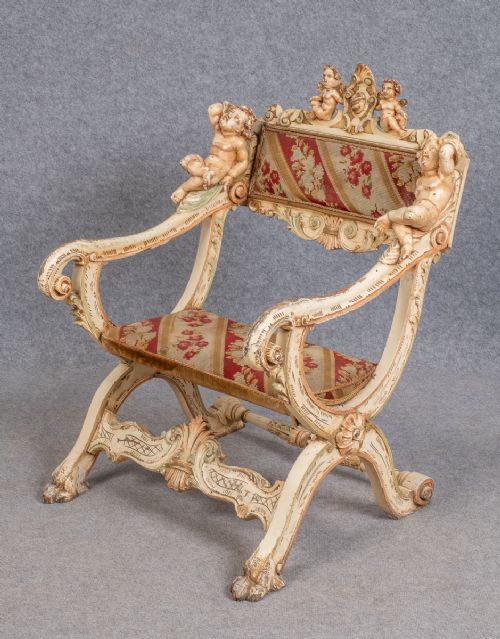 Unusual Venetian Carved & Painted Chair