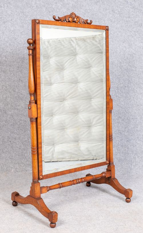 Small Early 19th.c. Mahogany Cheval Mirror