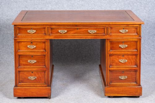Antique Freestanding Walnut Pedestal Desk