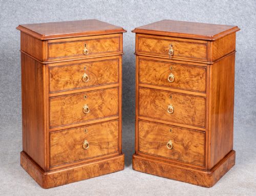 Stunning Small Pair of Victorian Walnut Chests