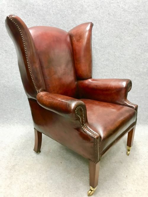 Georgian Style Leather Winged Back Armchair