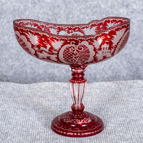 Bohemian Ruby Glass Bon Bon Dish