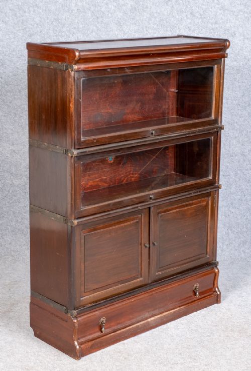 Mahogany 3 Section Globe Wernicke Stacking Bookcase