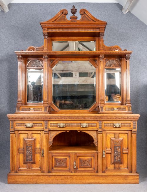 Very Large Victorian Architectural Mirror Back Sideboard