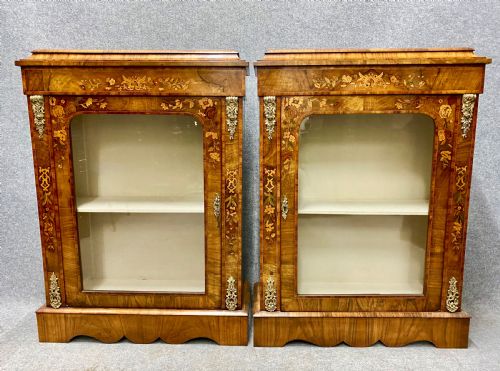 Stunning Pair of Marquetry Inlaid Side Cabinets
