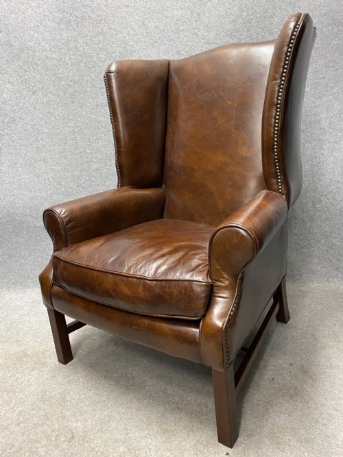 Georgian Style Leather Winged Armchair