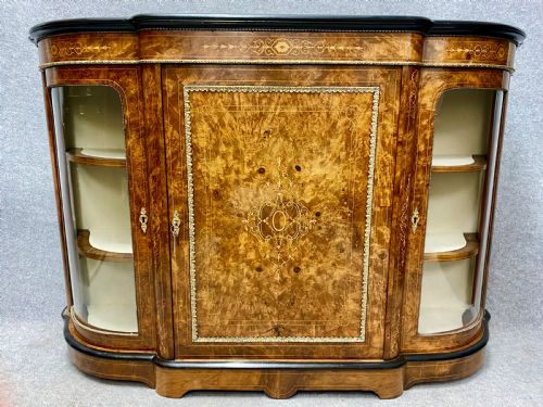 Fine Victorian Burr Walnut Side Cabinet Credenza