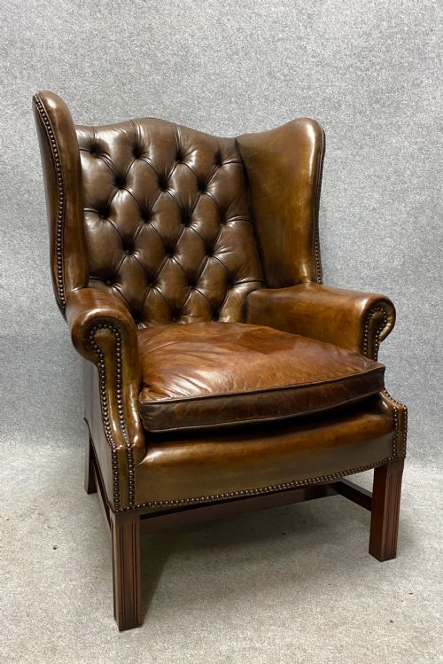 Georgian Style Leather Winged Armchair