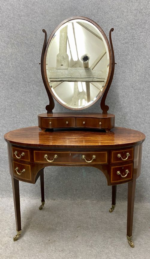 Unusual Edwardian Inlaid Mahogany Dressing Table