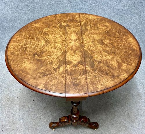 ATTRACTIVE GOOD QUALITY VICTORIAN BURR WALNUT DROP LEAF TABLE - ADDITIONAL PHOTO 2