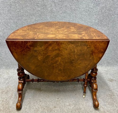 ATTRACTIVE GOOD QUALITY VICTORIAN BURR WALNUT DROP LEAF TABLE - ADDITIONAL PHOTO 7