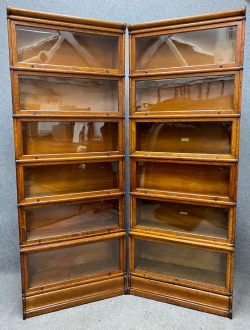 Pair of Oak 6 Section Globe Wernicke Bookcases