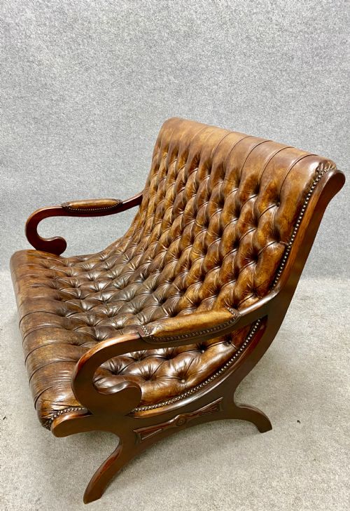 Old Leather "Slipper" Style Settee