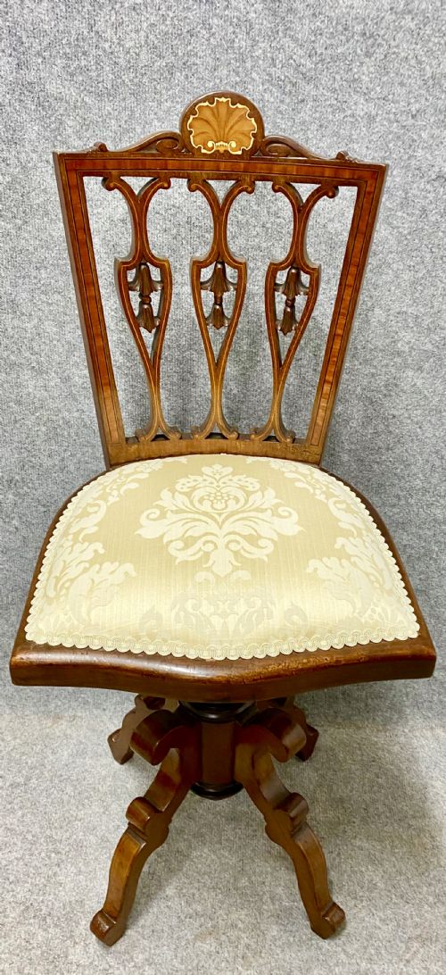 Edwardian Sheraton Revival Inlaid Music Chair