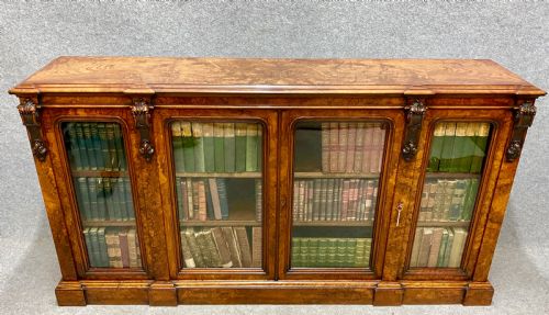 Superb Victorian Burr Walnut 4 Door Bookcase