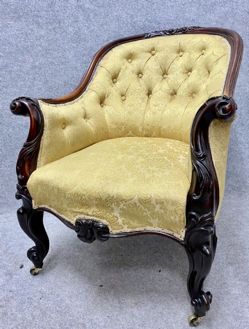 Victorian Rosewood Cabriole Legged Armchair