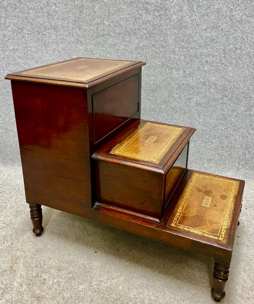 Antique Mahogany Library Steps