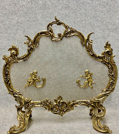 French Brass Rococo Style Fire Screen